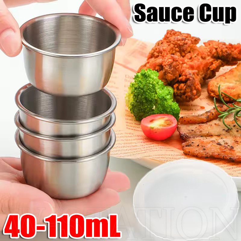 Stainless Steel Seasoning Container - Sauce Cup With Lid - Leak-Proof ...