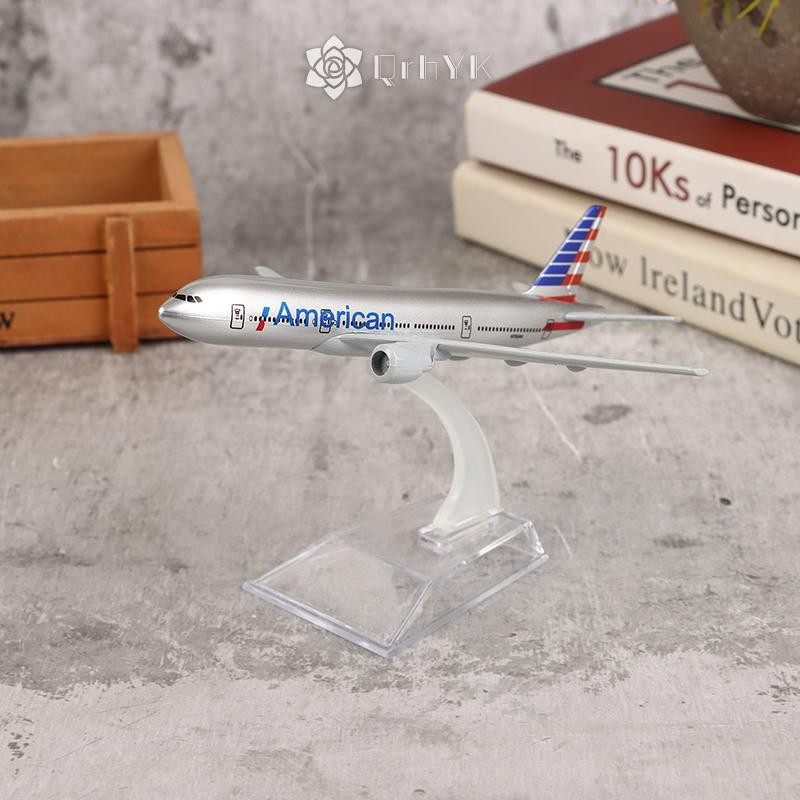 QrhYK 16CM Scale 1:400 Metal Airplane Replica American Boeing 777 Alloy ...