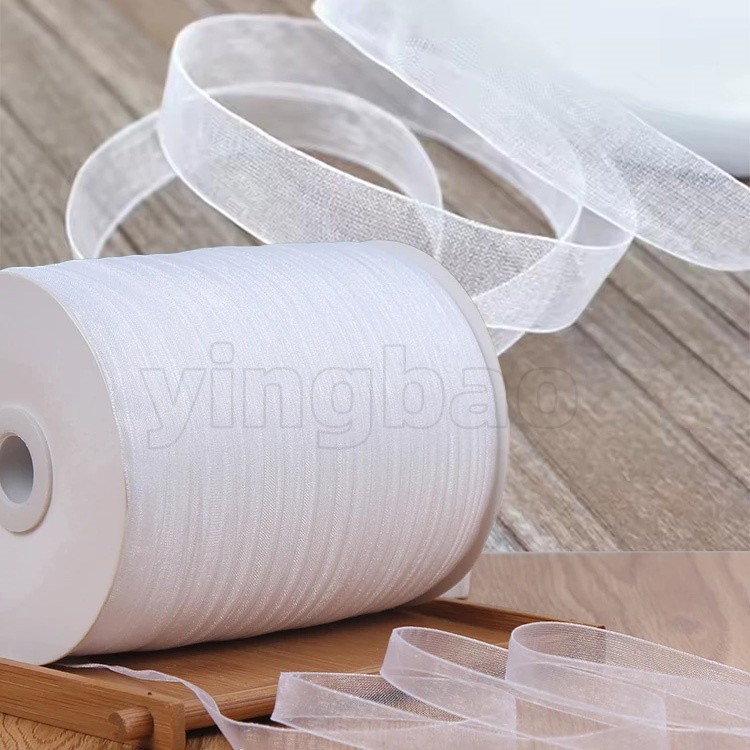 500 Yards Chiffon Ribbon 1cm White Silk Organza Polyester Ribbon For ...