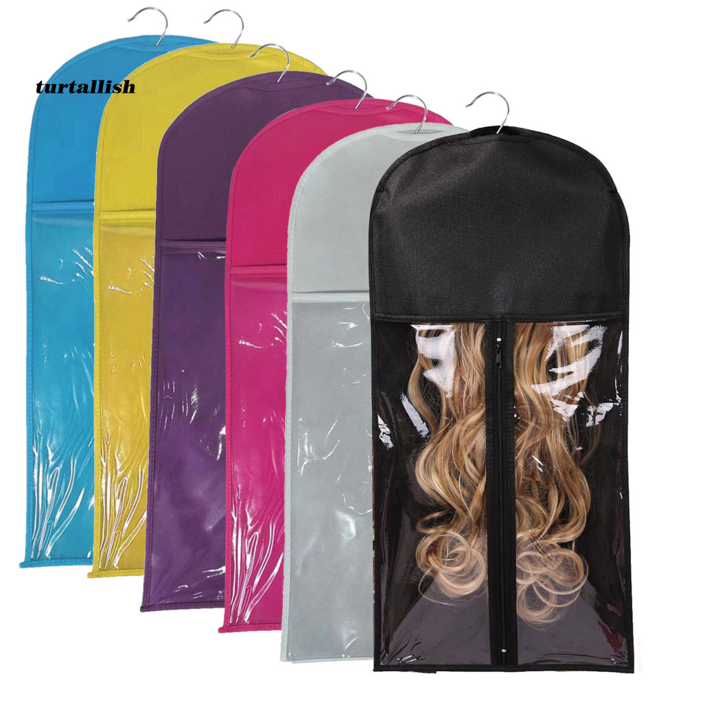 TURT Hair Extension Storage Bag Nonwoven Fabric Wig Holder Transparent