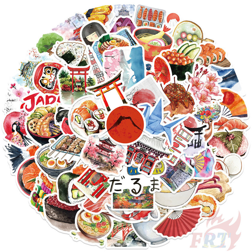 60Pcs/Set Japan Travel Series 01 Watercolor Art Stickers DIY Fashion ...