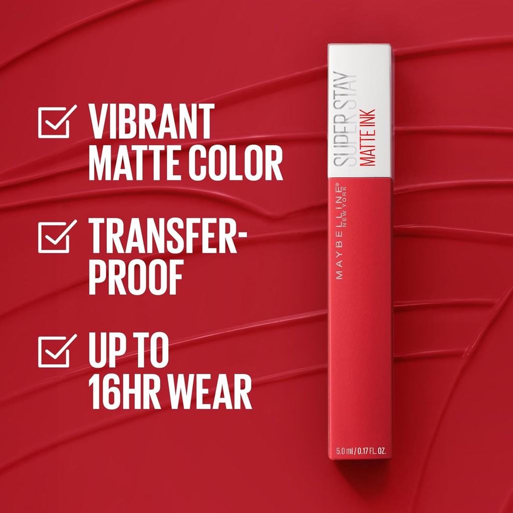 Maybelline Superstay Matte Ink Liquid Spiced Edition 60 Poet-325 Shot Caller / Merah Jingga Official - Gambar 2