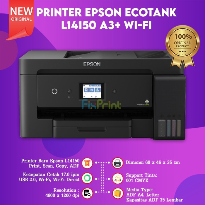 FixPrint Epson L18050 Print Only A3 WIFI Pengganti L1800 / Epson L14150 A3+ Wide Format Print Scan Copy WiFi Tinta 001 / L11050 A3+ - Gambar 3