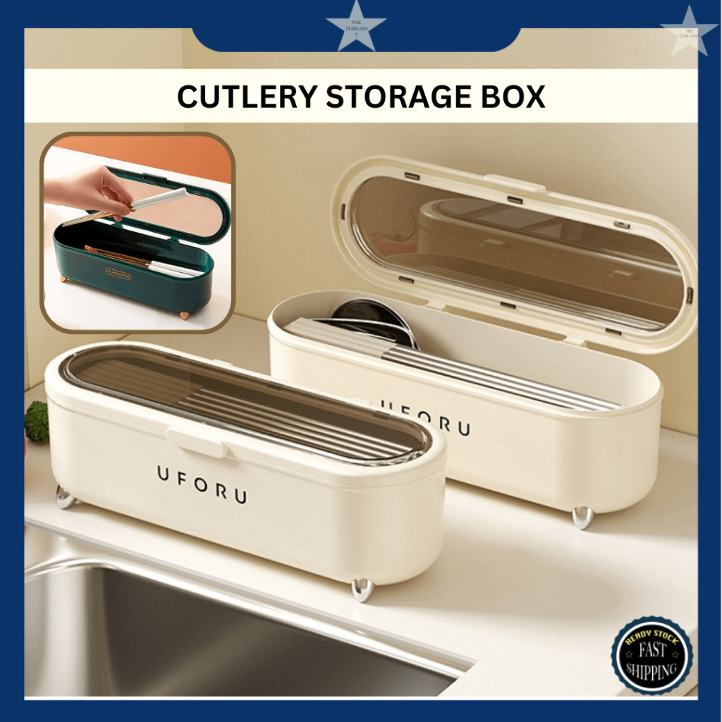 Transparent Tableware Cutlery Storage Drain Box With Cover Chopstick ...