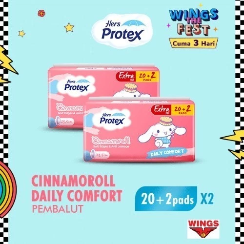 Hers Protex Daily Comfort Day Pembalut Wanita Cinnamoroll Bag Isi 20 + 2 Pcs x2 - Gambar 3