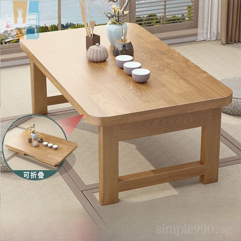 Folding Table Rubber Wood Kang Table Household Solid Wood Tatami Small ...