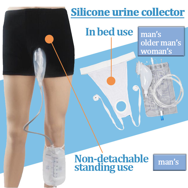 Silicone urine collector with catheter drainage bag Men's/elderly men's