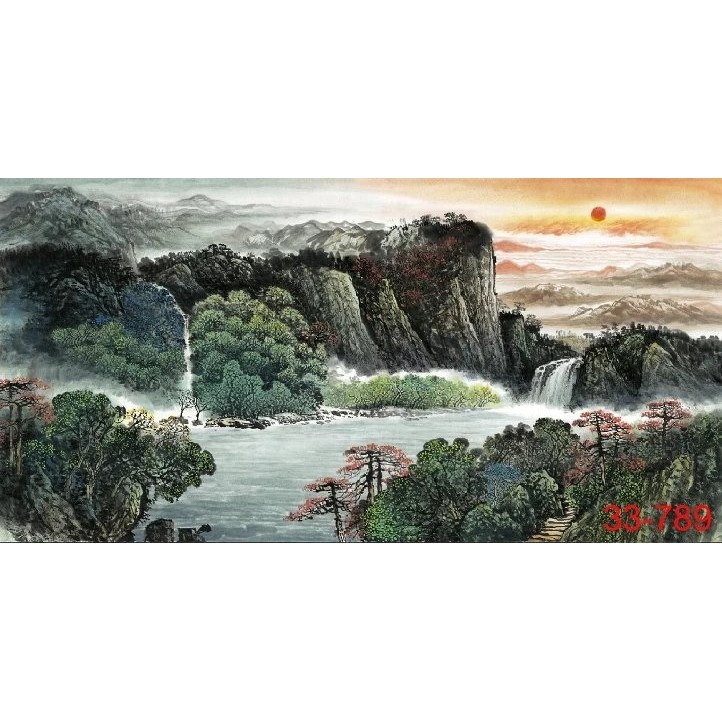Mountain Water Painting Yuanliu Long Rising Sun Dongsheng Backer Map ...