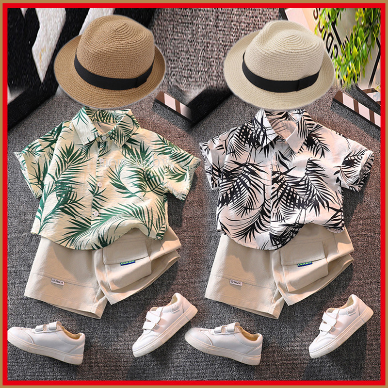Hawaiian Safari Outfit for Baby Boy Beach Holiday Baby Clothes for