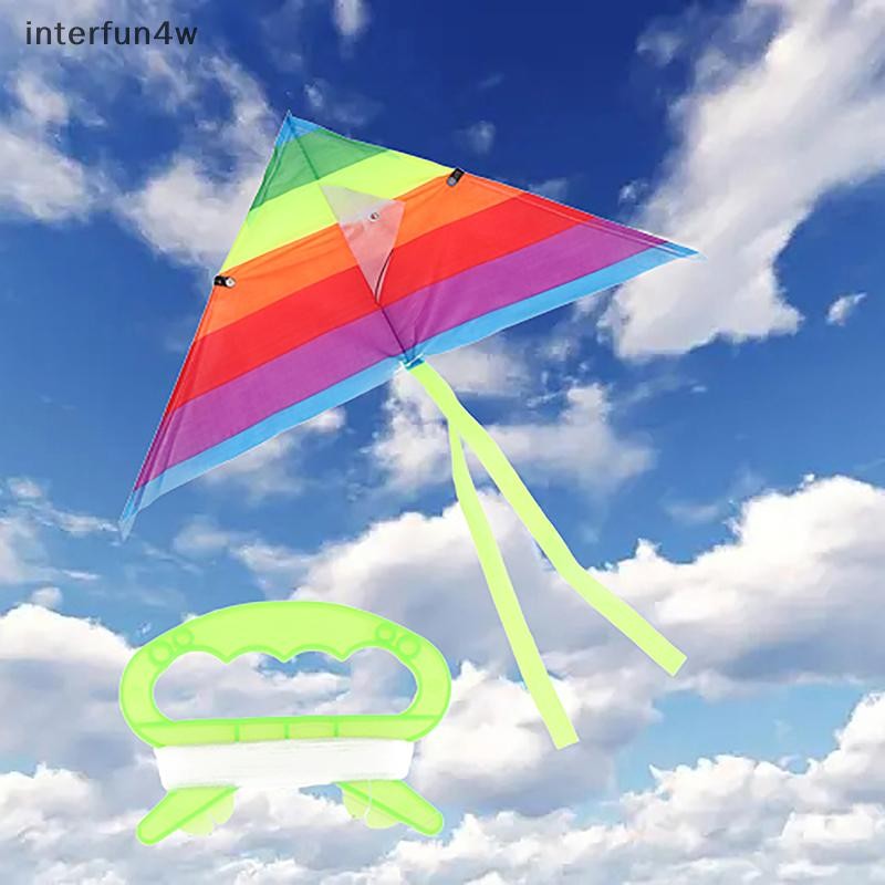 interfun4w New Colorful Triangle Rainbow Kite Flying Toys Kite For ...