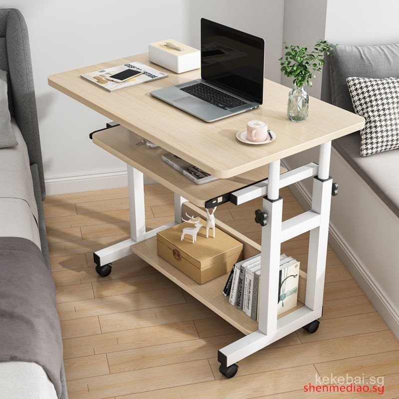 Movable Bedside Laptop Table Computer Table With Wheels Study Desk Bed ...