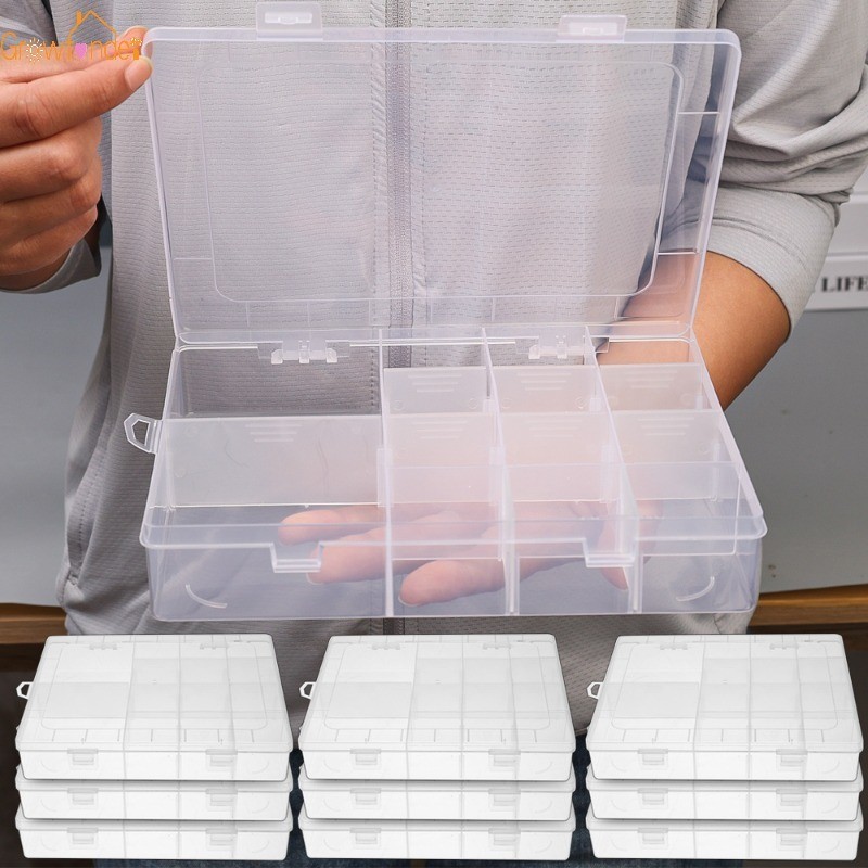 1Pc 14 Grids Compartments Plastic Storage Box with Cover Dustproof ...