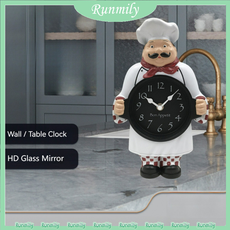 Creative Chef Shaped Clock No Drilling Cute Table Clock Home Decor ...