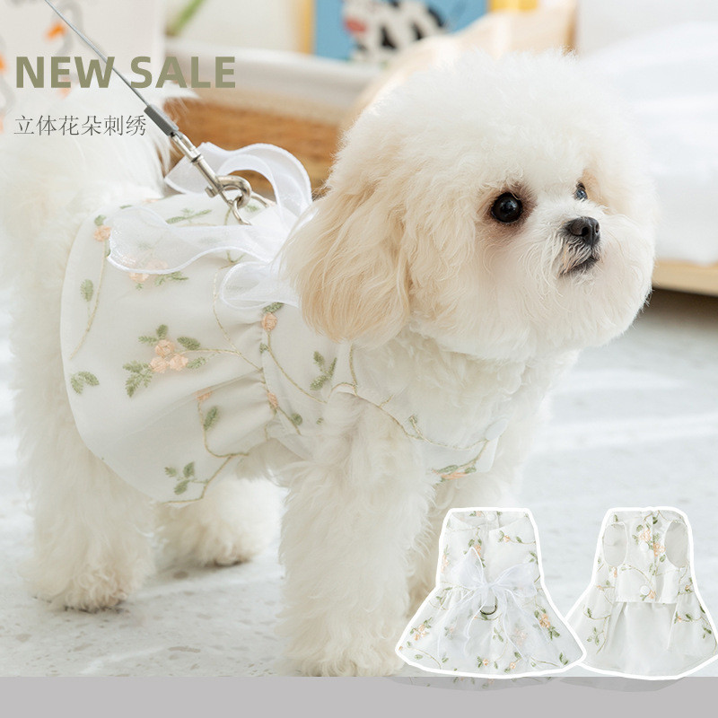 Pet White Flower Princess Dress Dog Clothes Cat Clothes Pet Clothes Shopee Singapore