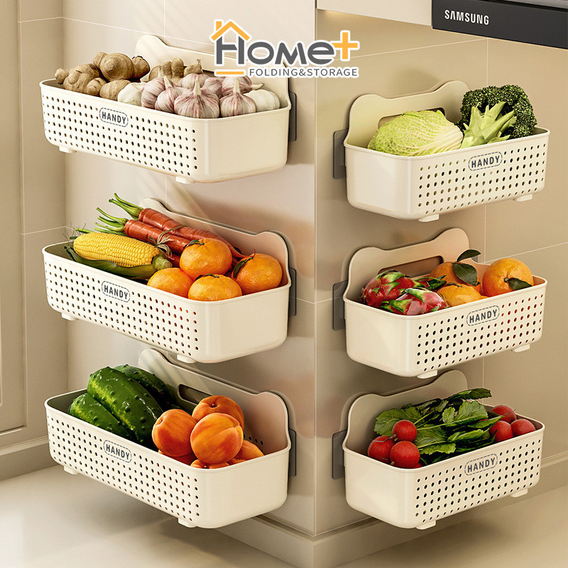 (HOME+) Kitchen Storage Rack Home Bathroom Non Perforated Wall Mounted ...