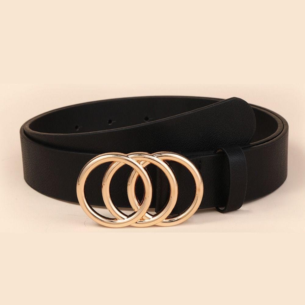 LUCKY Leather Belt Luxury Design Simple Slide Buckle Belt Trendy Casual Versatile Trouser Dress Belts For Women