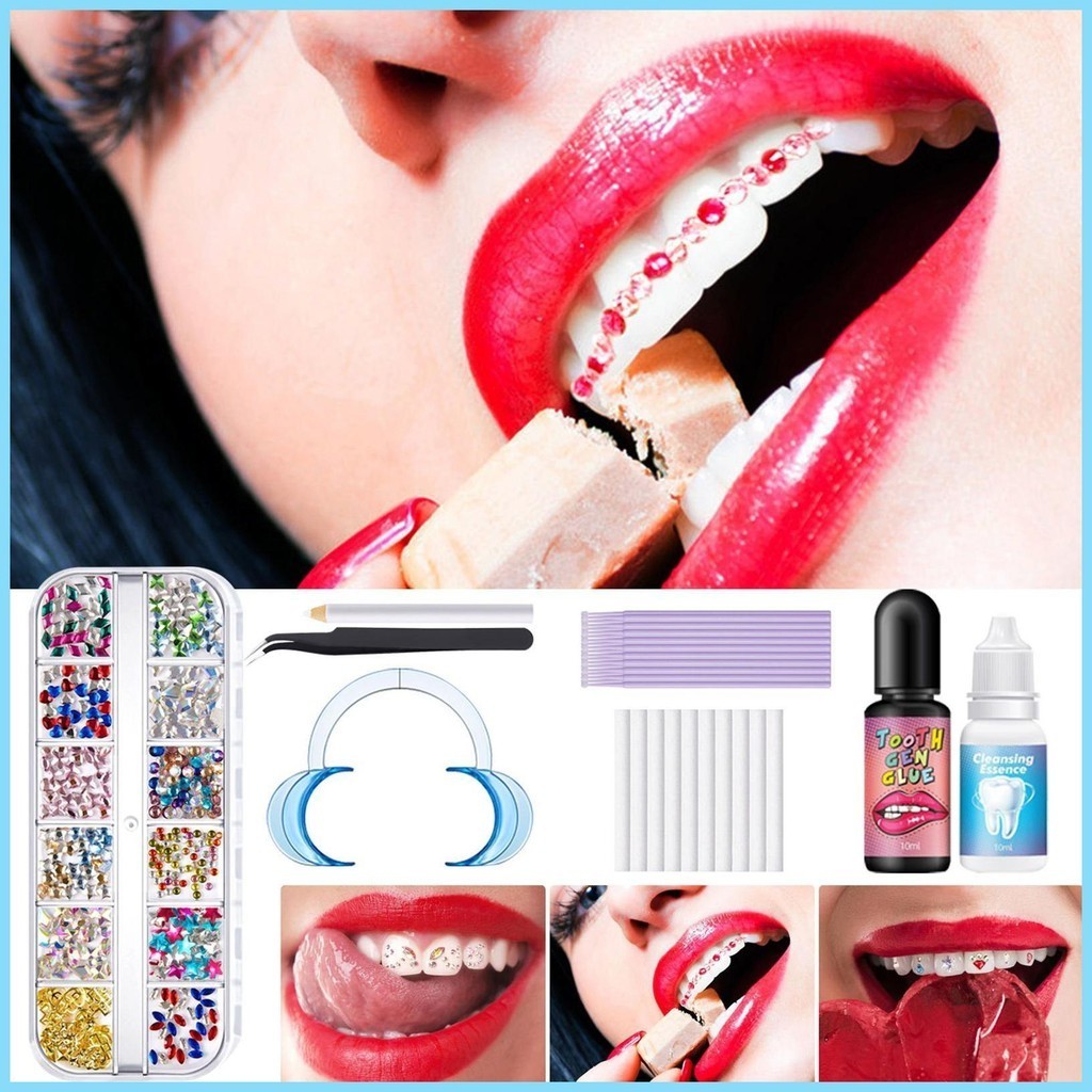 DIY Tooth Gem Kit Rhinestones Teeth Shiny Stickers Mixed Colors DIY ...
