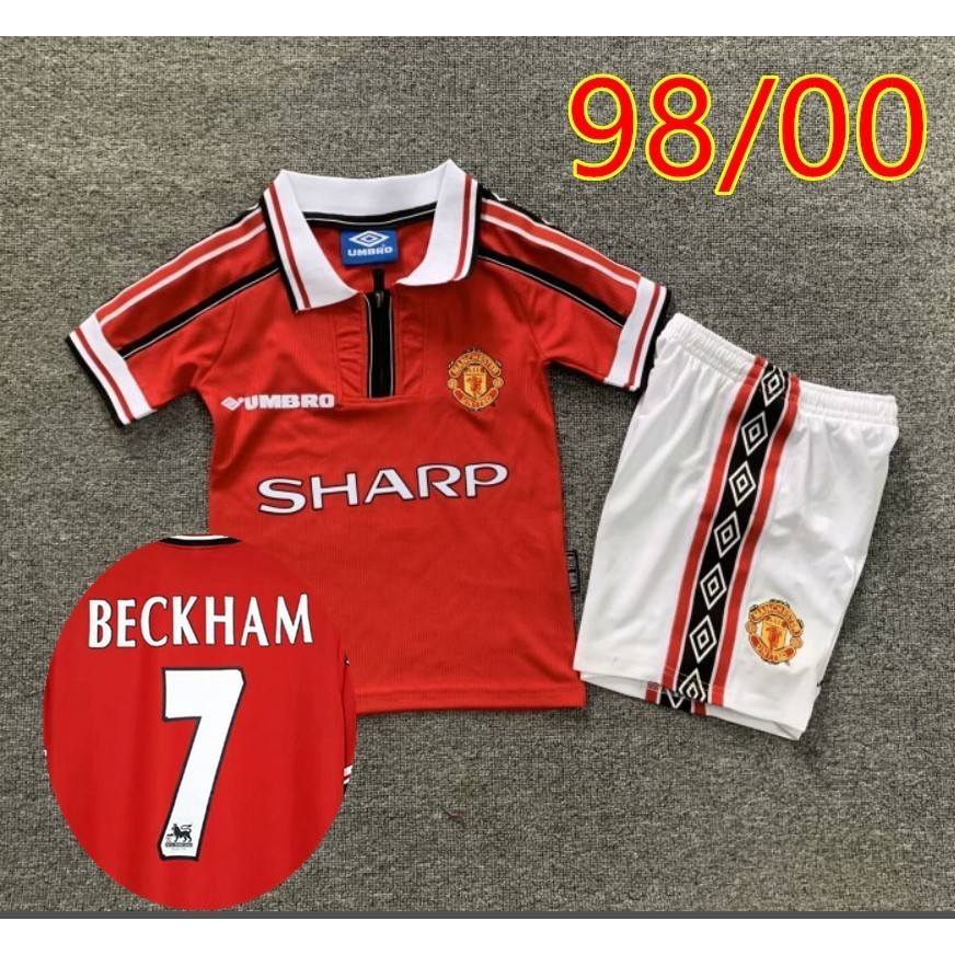 Retro 98 99 BECKHAM GIGGS Kids Kit Manchester United Soccer Jersey Football Shirt Shopee Singapore