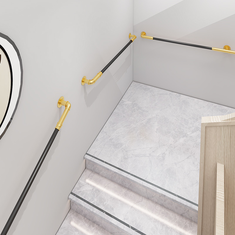 Wall-Mounted Handrail Stair Railing Galvanized Pipe Handrail Iron Art ...