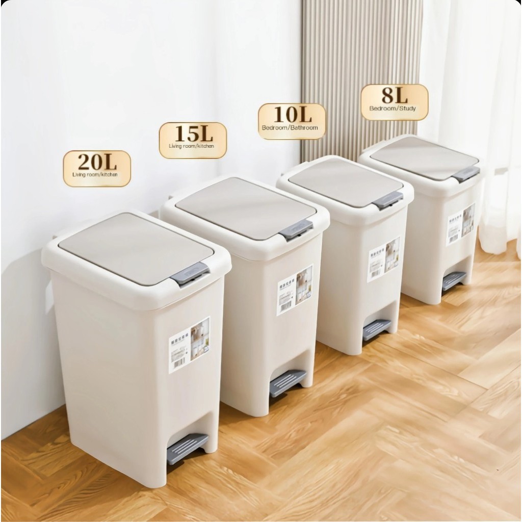 [SG Stock] Large Capacity Trash Bin with Lid Foot Pedal Press Trash Can