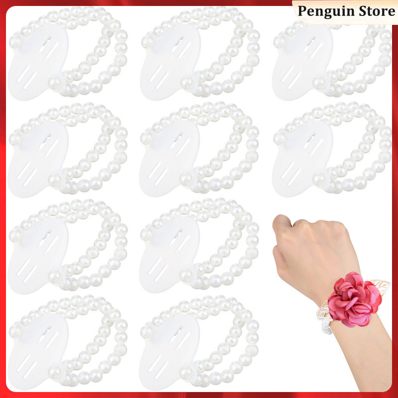 10 Pcs Stretch Bracelets Pearls Corsage Wristlet Corsages for Prom ...