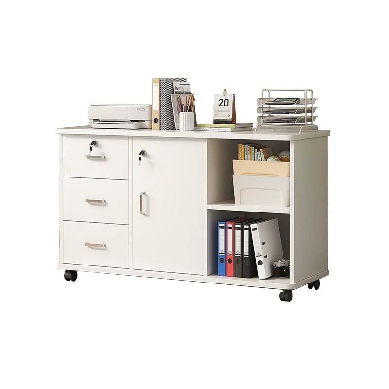 Wooden with Lock Locker Mobile Storage Cabinet Chest of Drawer Small ...