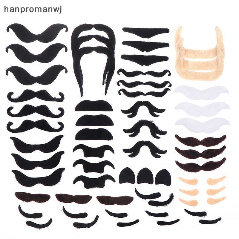 hanpromanwj 48pcs Funny Costume Mustache Pirate Halloween Fake Beard ...