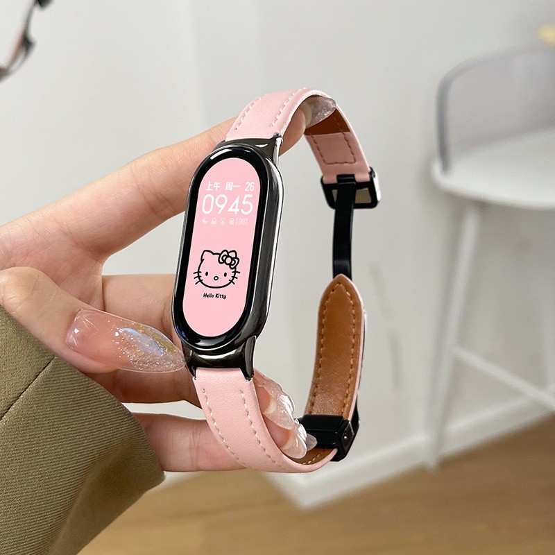 Magnetic Buckle Leather Strap for Xiaomi Mi Band nfc Replace