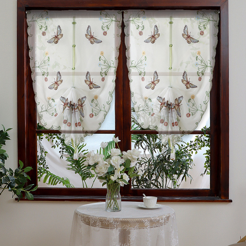 Curtain Balcony Living Room Bedroom Gauze French Transparent Butterfly ...