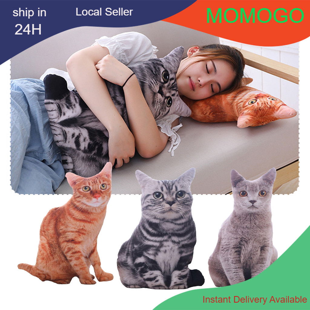 50cm Realistic Cat Plush Pillow 3D Cute Stuffed Cartoon Kawaii Plush ...
