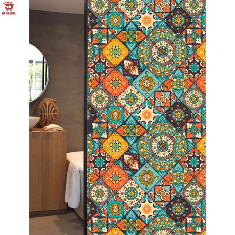 Frosted Glass Sticker European Retro Translucent Window Film Bathroom ...