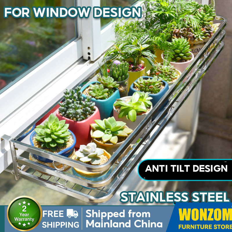 WONZOM Plant Rack Balcony Flower Rack Iron Railing Flower Pot Holder ...