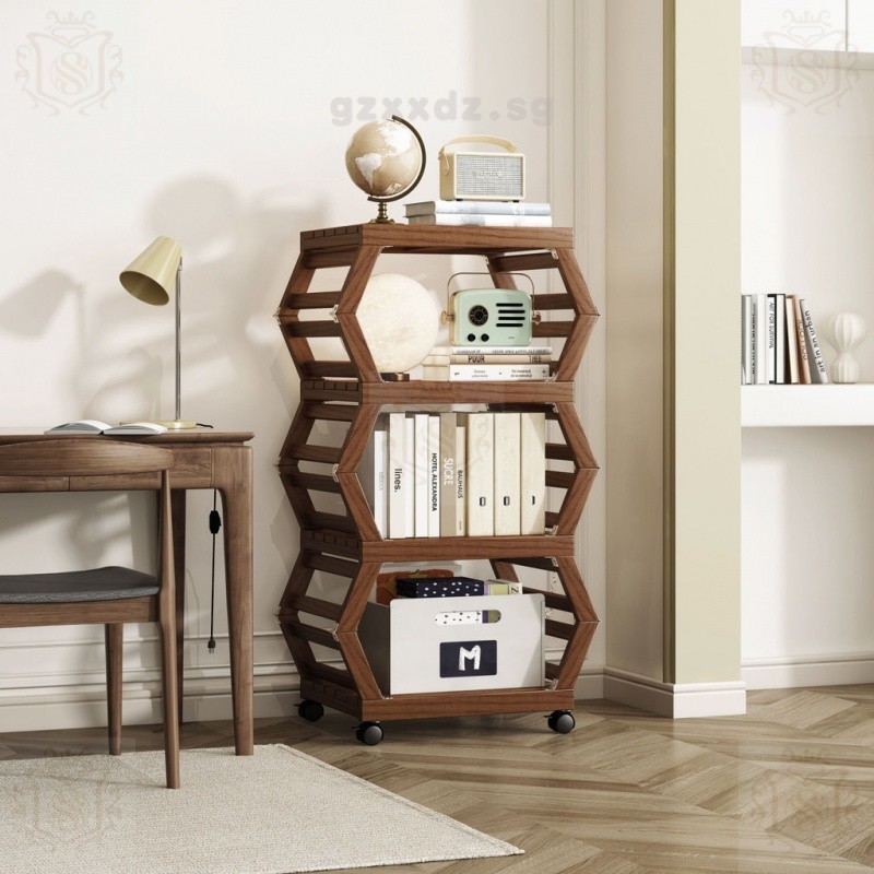 Installation-Free Portable Bookshelf Iron Floor Living Room with Wheels ...