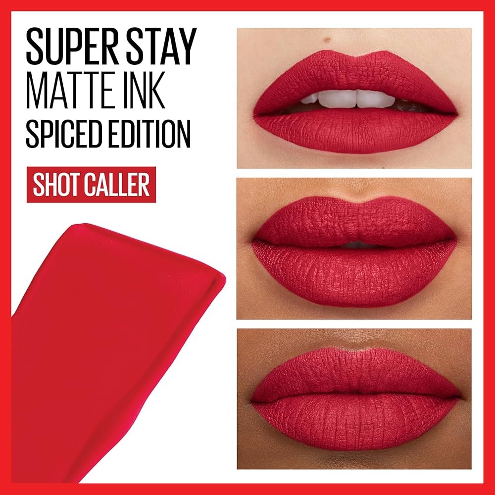 Maybelline Superstay Matte Ink Liquid Spiced Edition 60 Poet-325 Shot Caller / Merah Jingga Official - Gambar 4