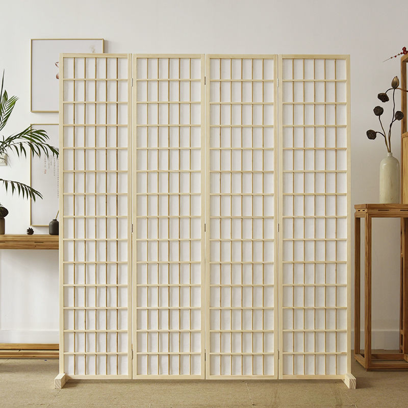 Japanese Style Solid Wood Camphor Wood Grid Screen Partition for ...
