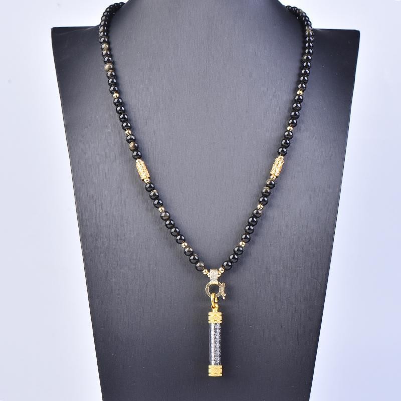 Thailand budda chain natural obsidian chain clavicle chain sweater ...
