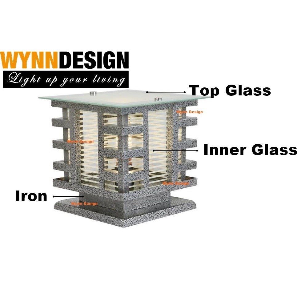 Wynn Design with Bulb 20cm Outdoor Pillar Lamp Gate Lamp Weatherproof ...