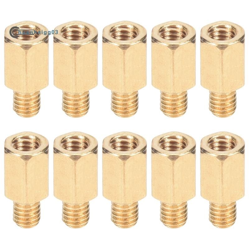10 Pcs PC PCB Motherboard Brass Standoff Hexagonal Spacer M3 6+4mm ...