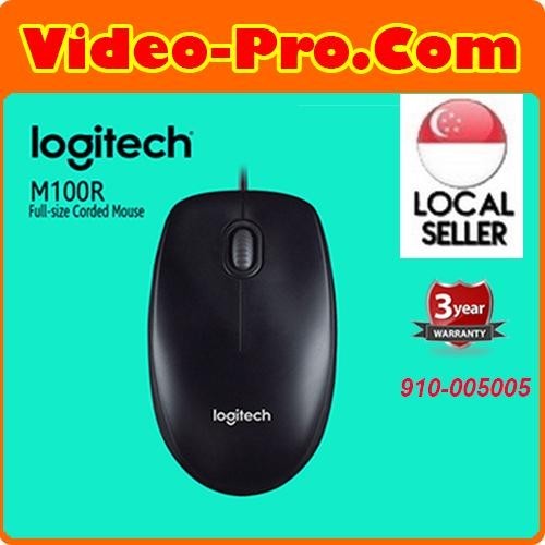 Logitech M100R Wired USB Optical Mouse Dark Black 1000 dpi 910-005005 ...