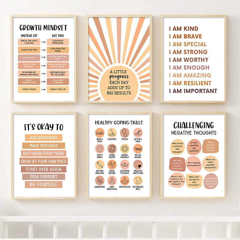 Colorful Mental Health Canvas Print Poster Bohemian Inspirational ...