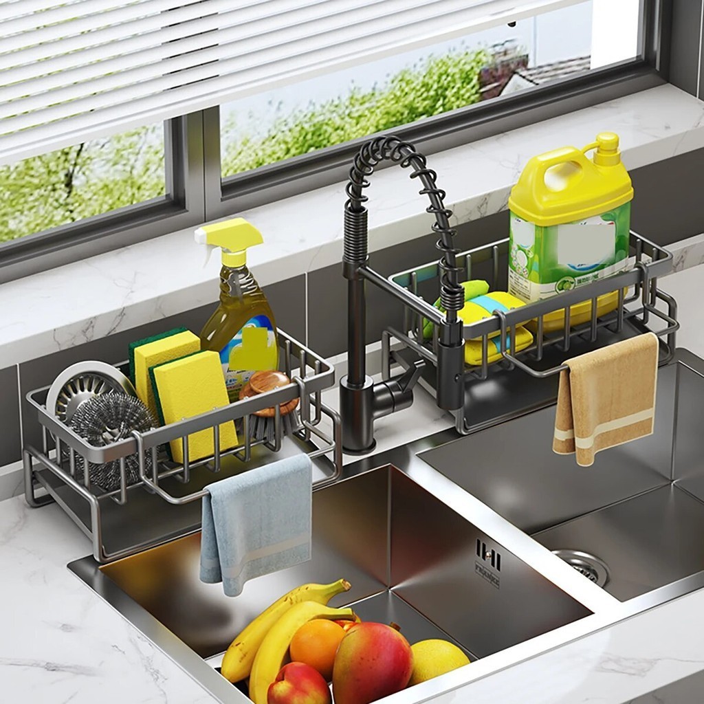 [SG Stock] Sponge Holder Sink Basket Brush Holder Dish Cloth Hanger ...