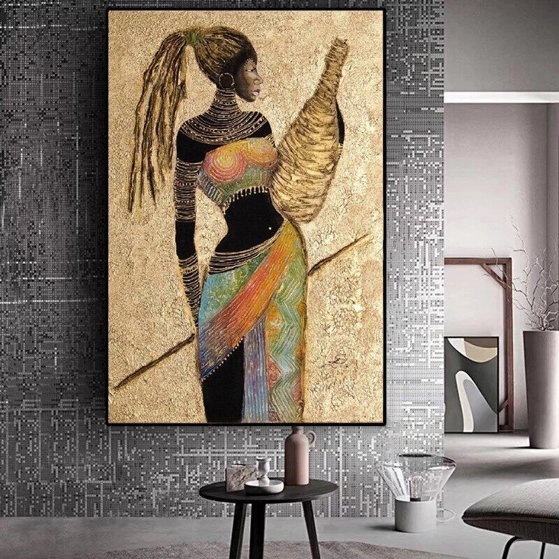 Modern Abstract Africa Black Woman Canvas Picture with Frame Wall Art ...