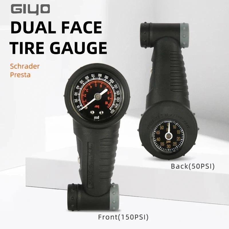 GIYO Bicycle Tire Air Pressure Gauge Dual Face High Precision Max - Main Image