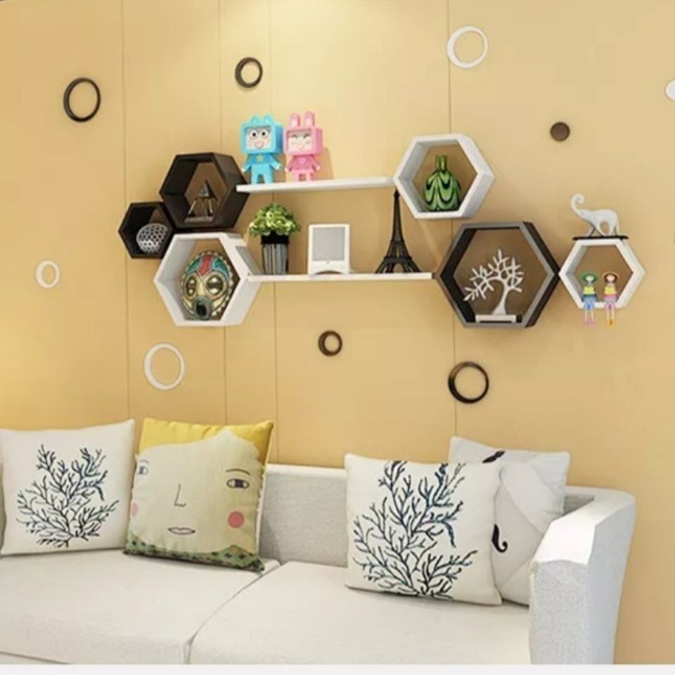 Wall Shelf Internet Celebrity Honeycomb Punch-Free Custom Creative ...