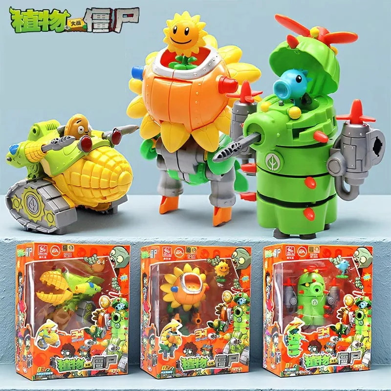 3 in 1 Plants vs Zombies Transform Combined Robot Action Figures Toys ...