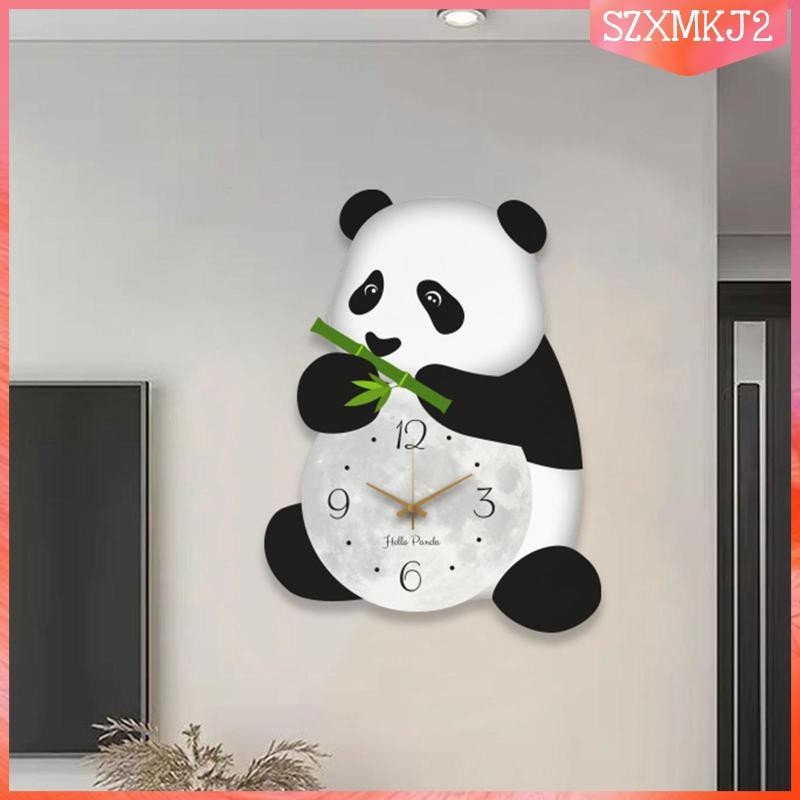[szxmkj2] Panda Wall Clock Modern Silent Wooden Wall Clock, Cute Small ...