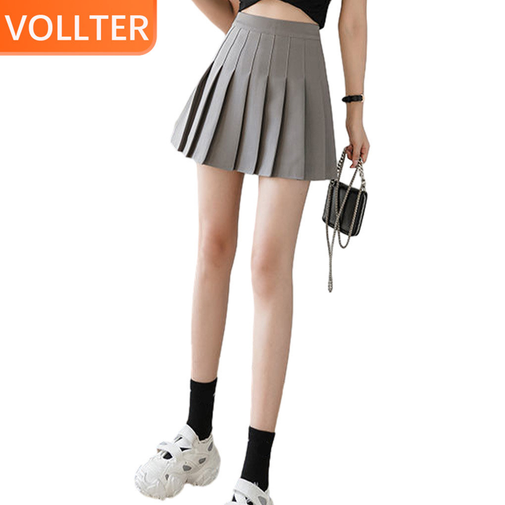 Women High Waist Mini Skirt Girls Party Polyester Pleated Loose Skirts ...