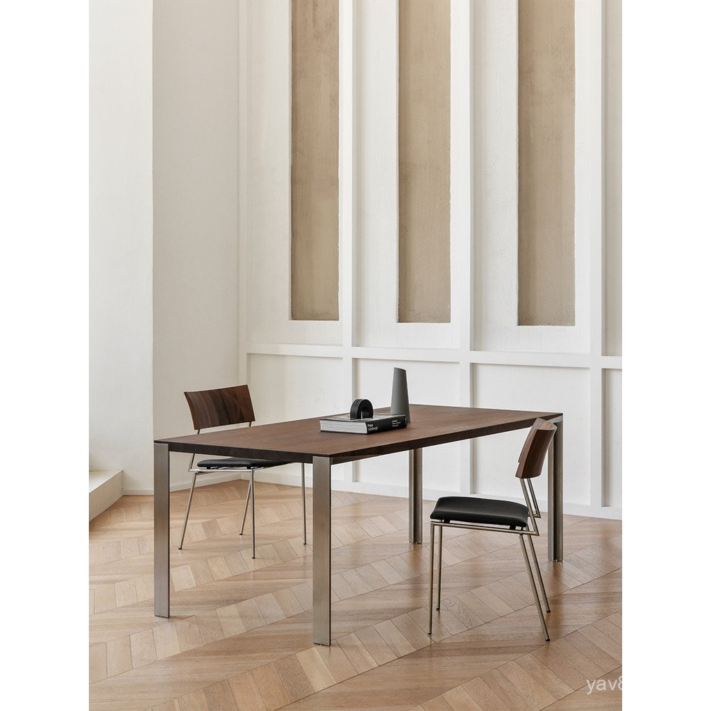 JOLOR Nordic Solid Wood Dining Table Rectangular Modern Simple Black ...