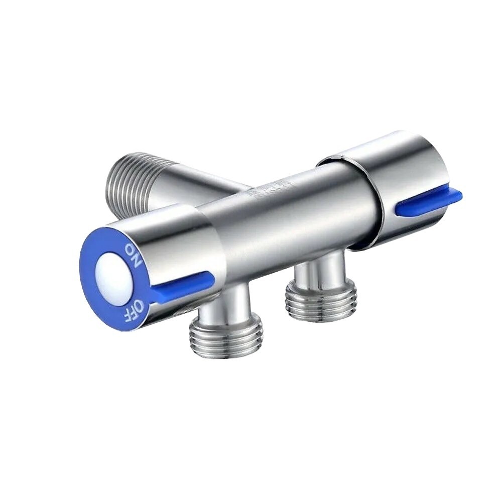 Stainless Steel 3-Way Triangle Valve Toilet Water Divider One Inlet Two ...