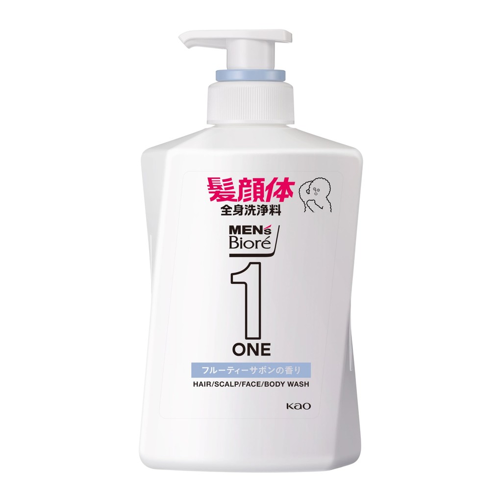 Men's Biore ONE All-in-One Full Body Wash, Fruity Savon Fragrance Pump ...